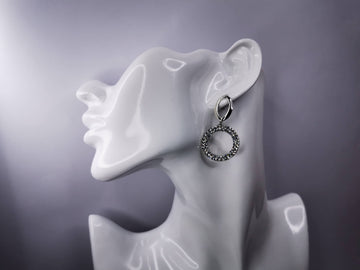 Aretes Ovalo con Circulo Grande de Cristal Plata de .925