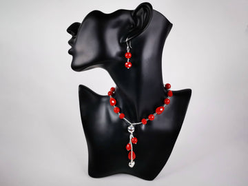 Conjunto Rojo Collar y Piedras Preciosas Plata de .925