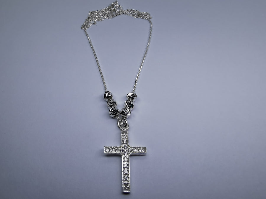 Collar de Cruz con Zirconias de Plata .925