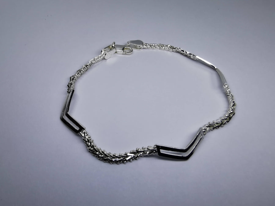 Pulsera Boleada Placas en Triángulo Calados Plata.925