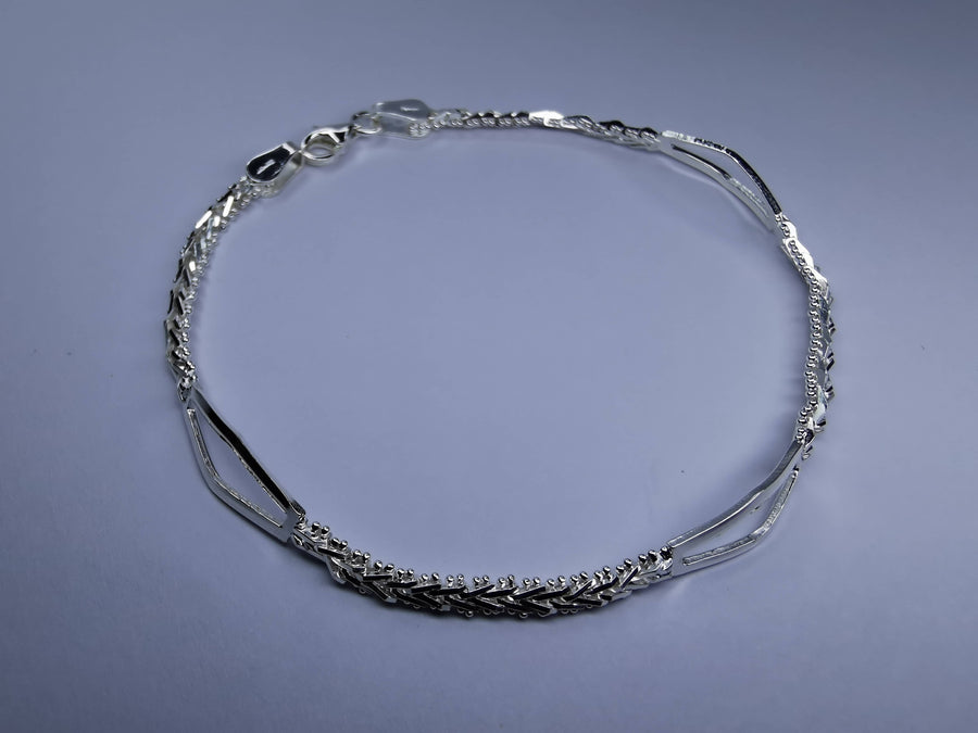 Pulsera Boleada Placa en Rombos Calada Plata .925