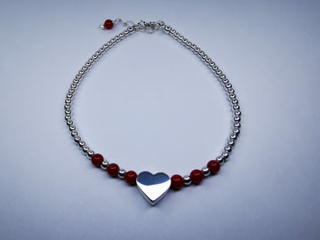 Pulsera Corazón con Bolitas Plata .925